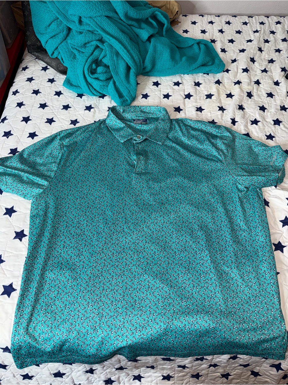 Men's Teal Micro-Pattern Polo Shirt